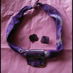 Vtg scarf slide and earrings